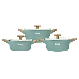 Mua BỘ 3 NỒI ĐÚC VÂN ĐÁ CAREZ CPC595DI03CN - Nhôm đúc nguyên khối  3 đáy  nắp kính cường lực - Hàng chính hãng