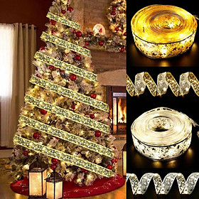 Christmas Ribbon Light, 32ft Fairy LED Strings Lights, Christmas Decoration for Outdoor Indoor Party New Year Festival Decor