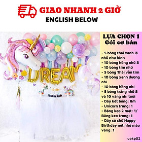 Set bong bóng sinh nhật kỳ lân - Unicorn theme balloon upkp02