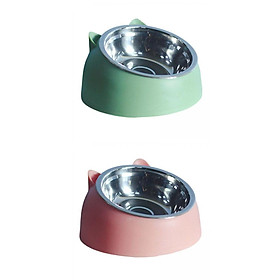 2x Cat Dog Bowl Raised Tilted Elevated Non Slip Pet Container