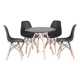 Bộ Bàn Tròn Ibie Eiffel Đen 4 Ghế Eames