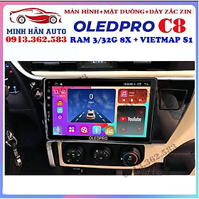 Combo màn hình OLEDPRO C8 kèm mặt dưỡng,dây nguồn cho xe TOYOTA ALTIS 2018-2019