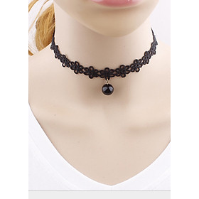 Vòng cổ choker tattoo hoa lỗ đính hạt đen V52 thời trang