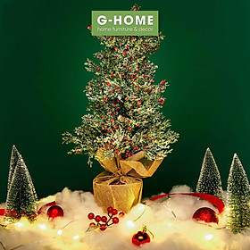 Cây thông nhỏ đế vải bọc vải bố 45cm Ghome trang trí Giáng sinh để bàn, phòng khách, văn phòng