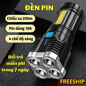 Mua Đèn Pin Cầm Tay Siêu Sáng Chiếu Xa 4 Chế Độ Sáng  Chống Thấm Nước  Đèn Pin Mini Có 4 COB LED Tiện Dụng KitAcoom  Hàng Chính Hãng Cao Cấp.
