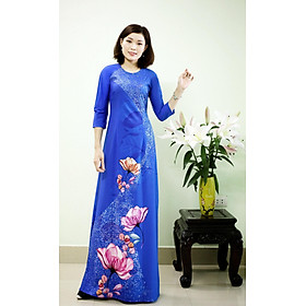 Áo Dài Truyền Thống Mẫu Hoa Nước chất liệu vải lụa nhật cao cấp, phom dáng chuẩn