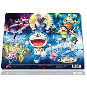 Tranh xếp hình Tia Sáng Nôbita - Thám hiểm mặt trăng (48 Mảnh Ghép) - Tặng kèm câu đố mặt sau cho bé