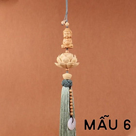 Khánh Phật Tọa Liên Hoa Trang Trí Xe Hơi , Dây Treo Phật Sen Gỗ Hoàng Dương Trang Trí Ô Tô