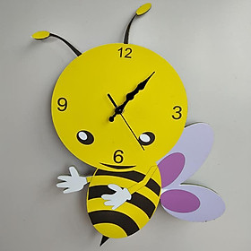 ( Freeship Max ) Đồng hồ kim trôi treo tường con ong vàng ngộ nghĩnh cho bé