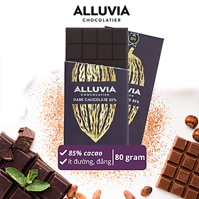 SÔCÔLA ĐEN 85% ALLUVIA NGUYÊN CHẤT, ÍT ĐƯỜNG | DARK CHOCOLATE 85% LESS SUGAR