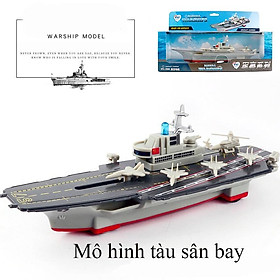 Mô hình tàu sân bay bằng hợp kim có nhạc và đèn chạy cót kèm máy bay để trang trí hoặc làm đồ chơi