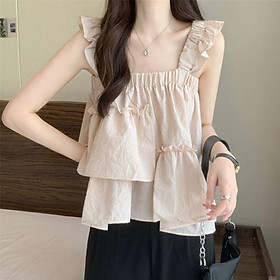SHUANGYAN Sữa ngọt chạy trốn công chúa váy mùa hè dịu dàng sữa tốt váy người đàn ông nhỏ rất khác biệt màu xanh sọc chạm rỗng váy