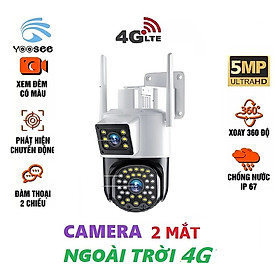 Mua (Mẫu 2024) Camera 4G Yoosee 2 MẮT XEM 2 MÀN HÌNH 5.0MPX xoay 360 độ  xem đêm có màu  hỗ trợ đàm thoại 2 chiều - hàng chính hãng