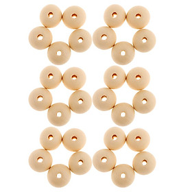 30 Pieces Round Wood Beads DIY Jewelry Craft Making 20mm Loose Beads