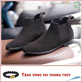 Giày Chelsea Boot Cổ Chun Da Búc Màu Đen Cực Đẹp - Phong Cách Đế Được Khâu Chắc Chắn - CB520-bucdenchun