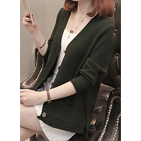 Áo cardigan len nữ 2 túi trước LAHstore, thời trang trẻ, phong cách Hàn Quốc