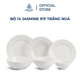 Mua Bộ chén dĩa sứ Minh Long 14 sản phẩm - jasmine IFP - Trắng ngà