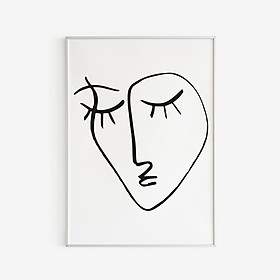 Tranh Canvas Cao Cấp | Tranh Minimal Woman Face Line Art, Printable Wall Art, Female Poster, Modern Print
