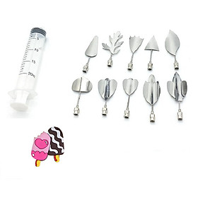 Mua Bộ dụng cụ làm rau câu 3D 10 món+ Tặng kèm ống bơm 20ml+ Tặng quà như hình+ Khuôn làm rau câu 3D 10 món khác nhau  kèm xy lanh