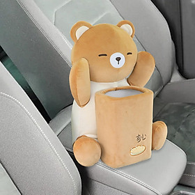 Soft Plush  Box Car Garbage Can Accessories Paper Holder Double Layer Design Cute Tissue Paper Box Napkin Box for Armrest Box