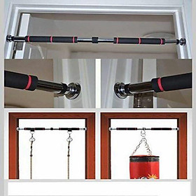 Xà đơn gắn cửa treo tường mút dài inox DoorWay Gymbar có độ dài tùy chỉnh 60cm - 100cm và 80cm - 130cm, xà đơn treo tường