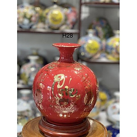 Mua Bình tài lộc H28cm   tứ cảnh  hàng vẽ kỹ ”Phúc- Đức- Tài - Lộc” bốn mùa hanh thông. Gốm sứ Bát Tràng