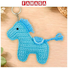 Móc Khoá Len Ngựa Pony - Màu Xanh Nhạt
