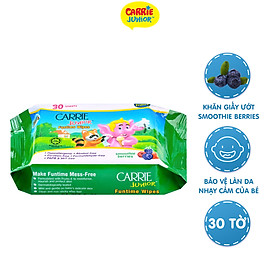 Khăn Giấy Ướt Carrie Junior Funtime Smoothie Berries 30 tờ/ gói