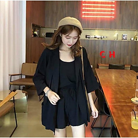 Sét vest 3 món chất đũi quần chun co giãn phối đồ chung riêng đều đẹp