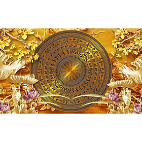 (tranh phòng khách) tranh trống đồng trang trí in Decal PP - TTĐ02