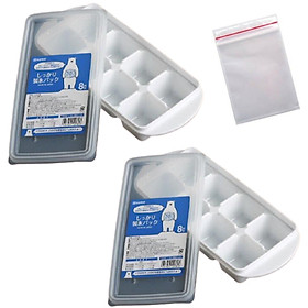 Mua Combo 2 khay trữ đông đồ ăn dặm/làm đá nắp dẻo 50ml tặng kèm 2 zipper 12cm