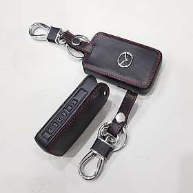 Bao da chìa khóa xe Mazda 3 2020 kèm móc đeo INOX