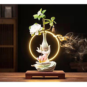 Mua Thác khói trầm hương đèn led phật thủ liên hoa (Tặng10 nụ trầm