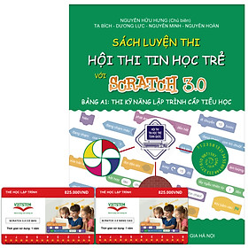 Combo khóa học lập trình Scratch 3.0 (Cơ bản + Nâng cao) và sách luyện thi tin học trẻ cấp Tiểu học