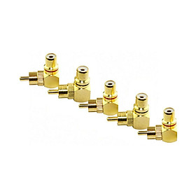 Golden RCA Right Angle/90 Deg Male to Female Adaptor Connector AV Audio/Video Cable Joint Coupler Pack of 5pcs