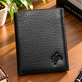 Ví Đứng Nam Nhỏ Gọn, Da Bò SMALL PEBBLE Mềm Mại - Bền Bỉ, Size Trung, Chống Xước - Chống Nhăn Tốt, Thiết Kế Đơn Giản, Dáng Đứng - Gập 2, 3 Ngăn Lớn Đựng Tiền Và 8 Ngăn Nhỏ Để Thẻ ATM, Giấy Tờ Tùy Thân - Hàng Chính Hãng SAIGIO - Đen - Có Khóa Kéo