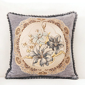 Mua Vỏ Gối Tựa Lưng Sofa Jacquard Dập Thêu Hoa Lan Nổi - Xám