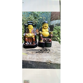 Mua Cặp thần tài ông thổ địa bằng gỗ hương đá tô làm mầu giả cổ kt cao 30×15×14cm