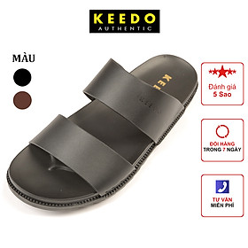 Dép 2 quai ngang cao cấp da bò thật KEEDO BH01012