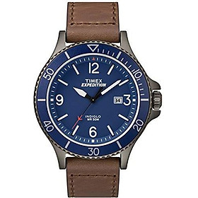 Timex Men's TW4B10700 Expedition Ranger Brown/Gunmetal/Blue Leather Strap Watch