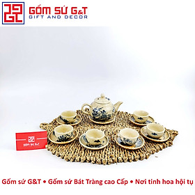 Hình ảnh Bộ trà men rạn dáng quả hồng vẽ cảnh sơn thủy Gốm Sứ G&T