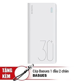 Pin Sạc Dự Phòng Romoss Sense 8+ 30000mAh QC 3.0 (Trắng) - Hàng Nhập Khẩu - Tặng Cáp Baseus 1 đầu 2 chân 23cm