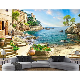 Tranh dán tường cảnh biển - tranh trí phòng khách -phòng ngủ - phòng ăn DD104