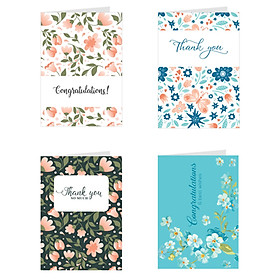 Thiệp Cám ơn, Chúc mừng - Combo 4c thiệp Grey 7x10cm (431)