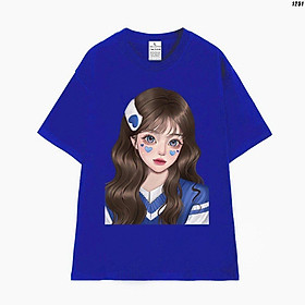 Cao cấp - Áo thun tay lỡ unisex nam nữ oversize in hình cô gái xinh đẹp