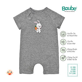 Bộ liền thân, bodysuit cộc tay cúc chéo cho bé sơ sinh nhiều màu sắc Boube, vải Cotton organic thoáng mát - Size 0-12M