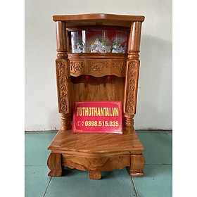 Mua Bàn thờ thần tài ông địa cột vuông  có hộp đèn 50 x 81cm - gỗ gõ đỏ
