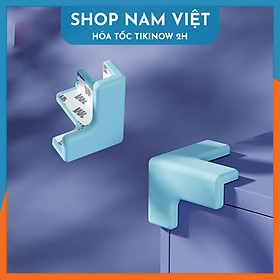 Set 2 Miếng Silicon NAVIVU Bọc Góc Bàn, Góc Tủ, Cạnh Giường Giữ An Toàn Cho Bé - Chữ T xanh dương (2 cái)