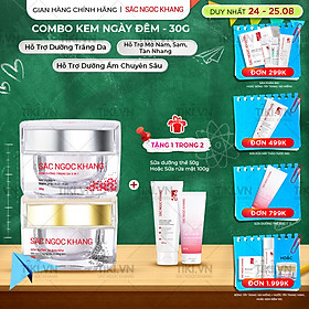 Bộ kem dưỡng ngày và đêm: Kem ban ngày 5 trong 1 (30ml) + Kem ban đêm (30g) giúp dưỡng ẩm, nâng tông, sáng da, làm mờ vết thâm, sạm, nám