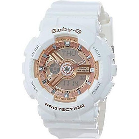 Casio Women's BA-110-7A1CR Baby-G Rose Gold Analog-Digital Watch with White Resin Band